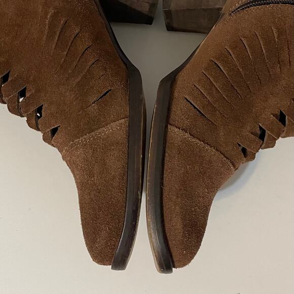 Free People Ankle Booties Suede Block Heel Dark Brown Women's Size 7.5 - Picture 9 of 13